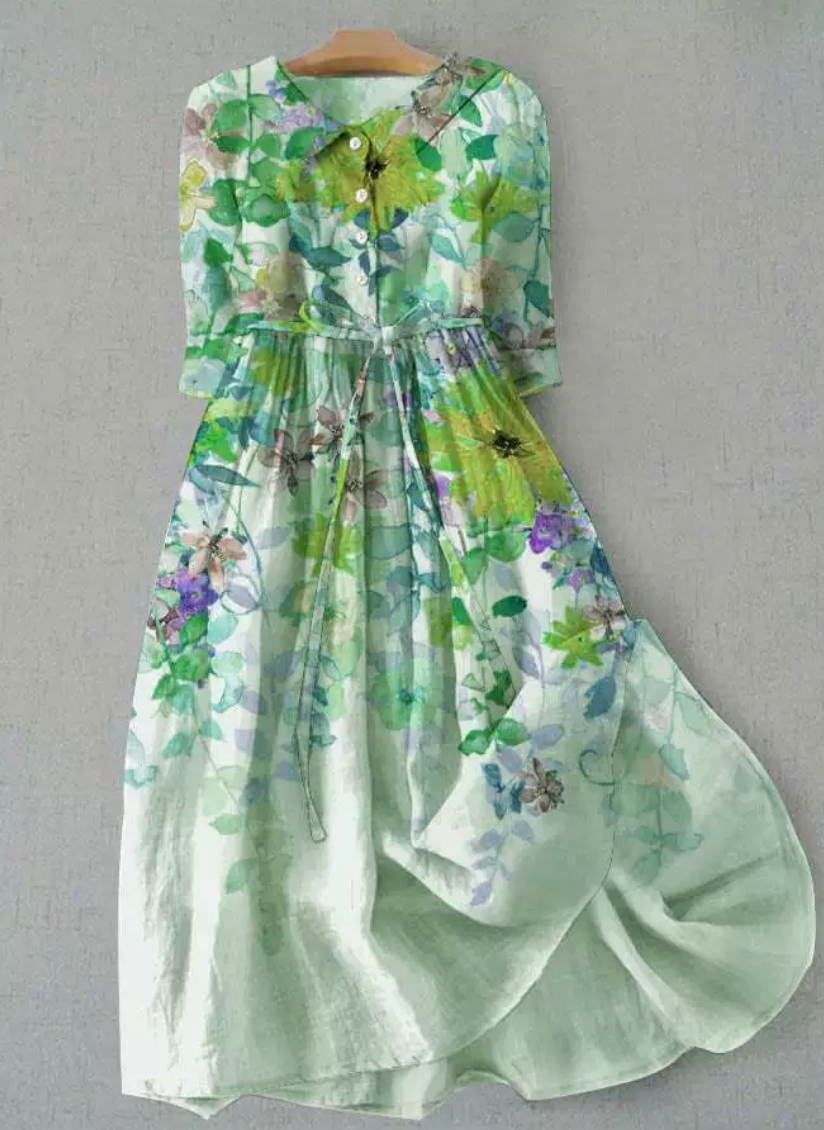 Lux - Abito Elegante a Maniche Corte con Lacci in Vita