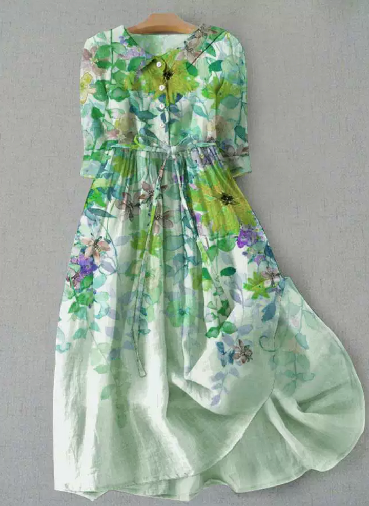 Lux - Abito Elegante a Maniche Corte con Lacci in Vita