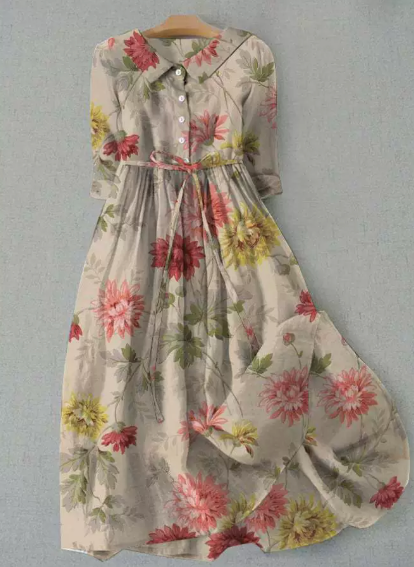 Lux - Abito Elegante a Maniche Corte con Lacci in Vita