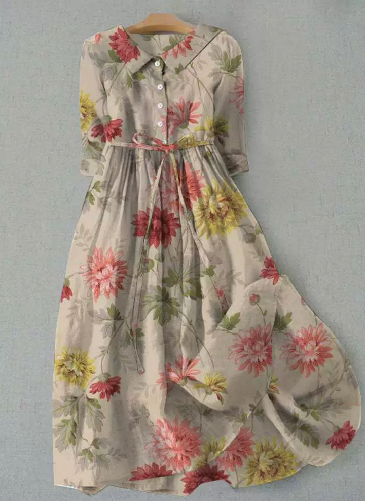 Lux - Abito Elegante a Maniche Corte con Lacci in Vita