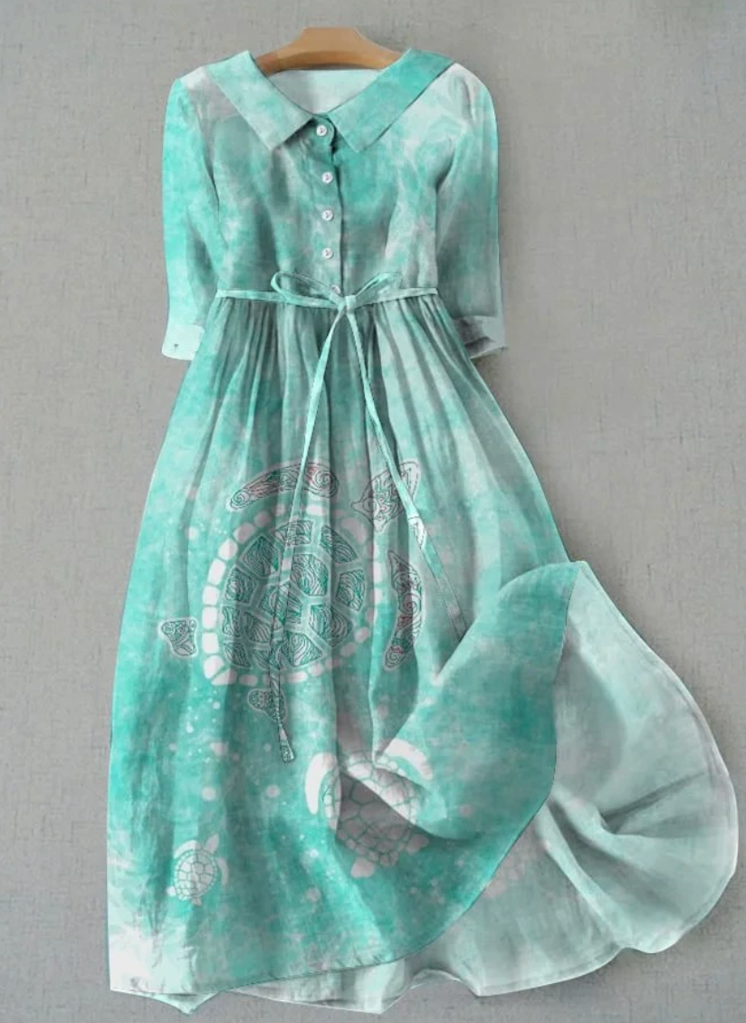 Lux - Abito Elegante a Maniche Corte con Lacci in Vita