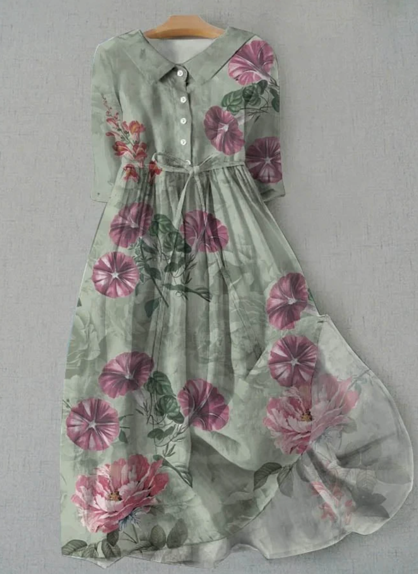 Lux - Abito Elegante a Maniche Corte con Lacci in Vita