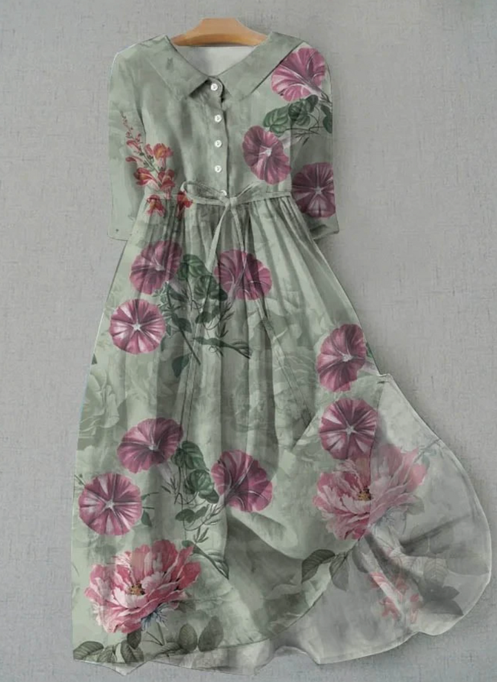 Lux - Abito Elegante a Maniche Corte con Lacci in Vita