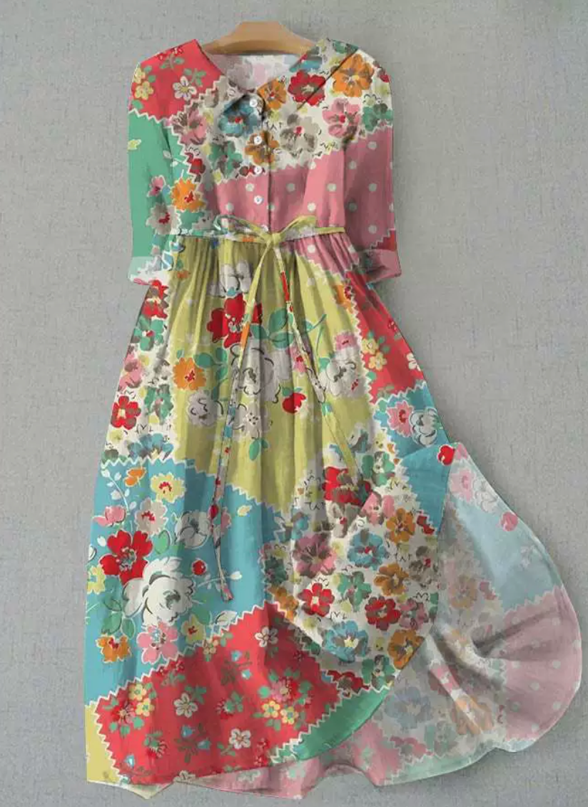 Lux - Abito Elegante a Maniche Corte con Lacci in Vita