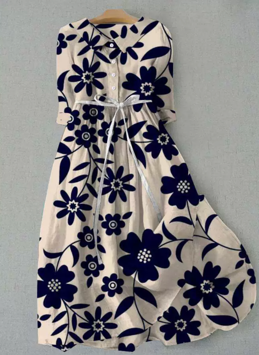 Lux - Abito Elegante a Maniche Corte con Lacci in Vita