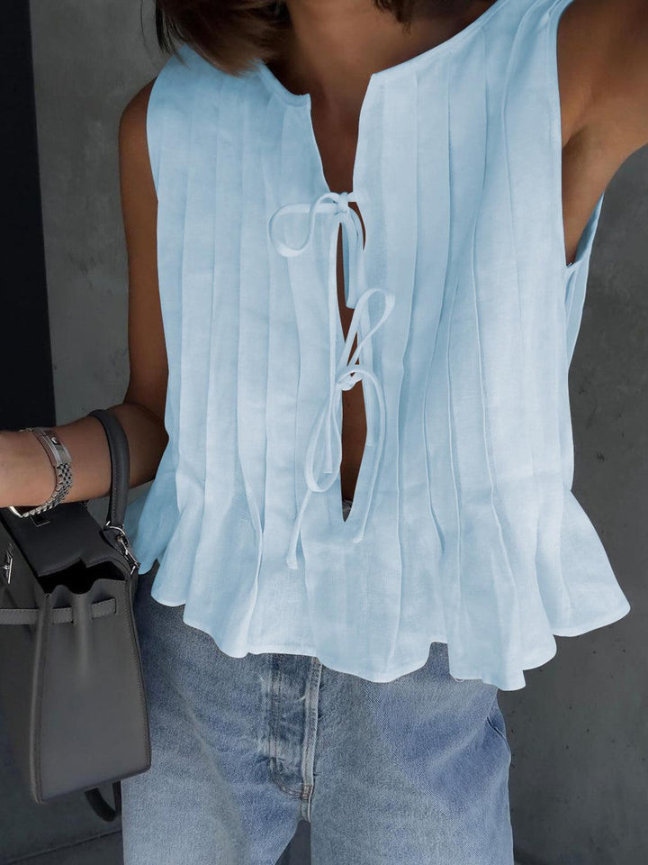 Bellini™ | Canotta Plissettata con Collo Tondo Legata