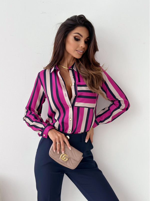 Monika™ | Blusa Femminile Elegante in Satin con Stampa