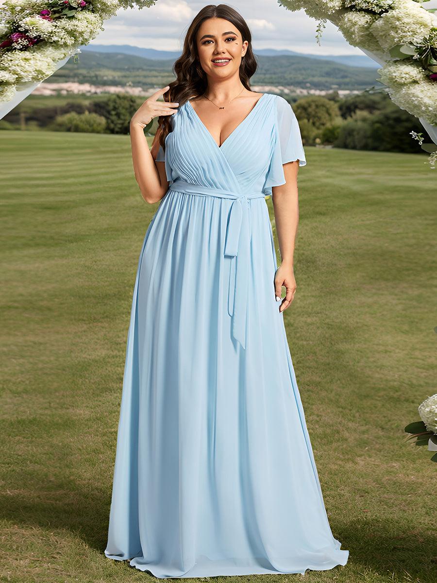 ever LEORA|Abito da damigella in chiffon con scollatura a V e maniche flottanti