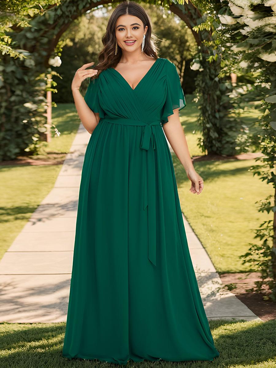 ever LEORA|Abito da damigella in chiffon con scollatura a V e maniche flottanti
