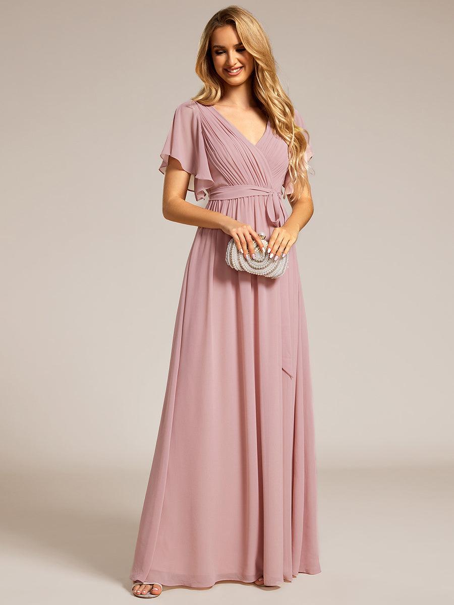 ever LEORA|Abito da damigella in chiffon con scollatura a V e maniche flottanti