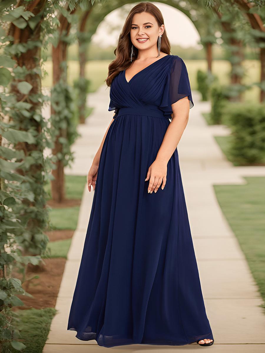 ever LEORA|Abito da damigella in chiffon con scollatura a V e maniche flottanti