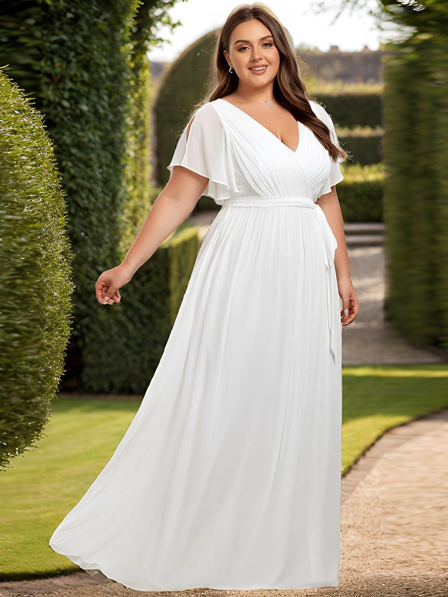 ever LEORA|Abito da damigella in chiffon con scollatura a V e maniche flottanti