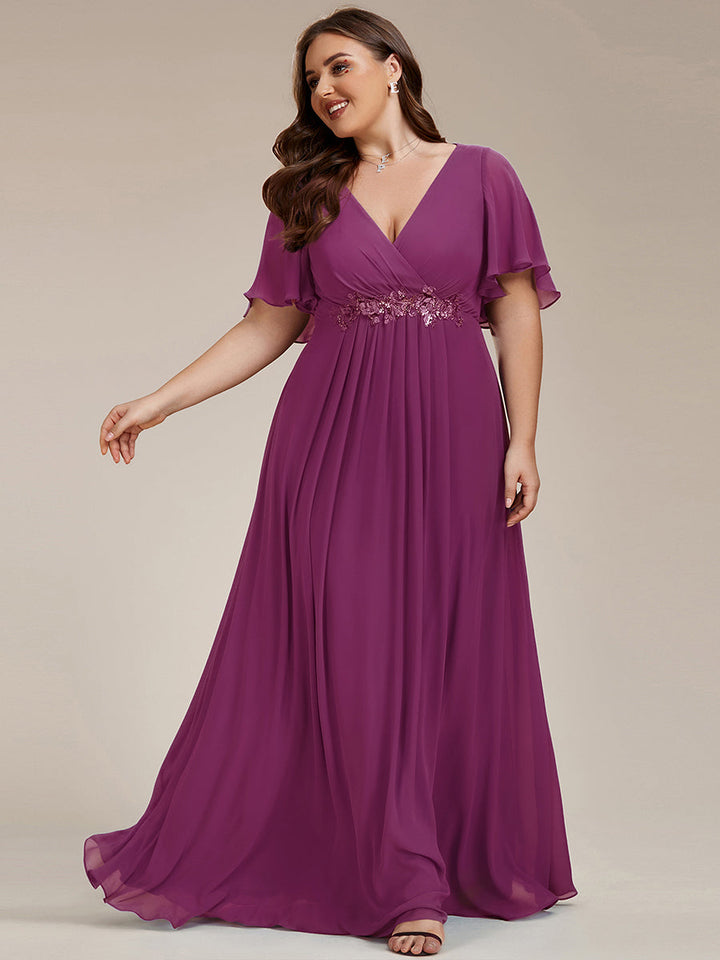 ever IVYROSE|Abito da sera elegante in chiffon di seta con maniche fluttuanti