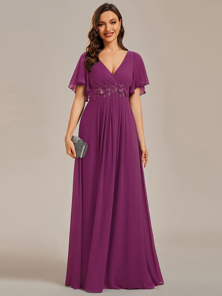 ever IVYROSE|Abito da sera elegante in chiffon di seta con maniche fluttuanti