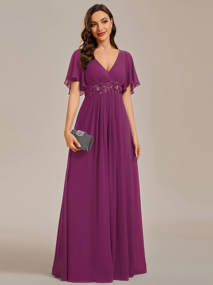 ever IVYROSE|Abito da sera elegante in chiffon di seta con maniche fluttuanti