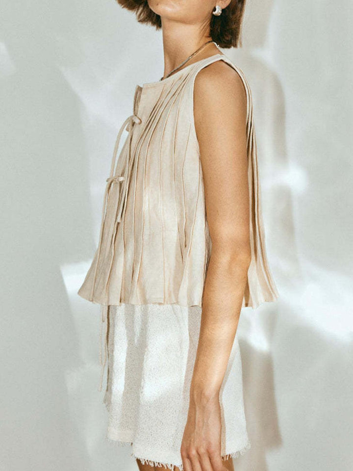 Bellini™ | Canotta Plissettata con Collo Tondo Legata