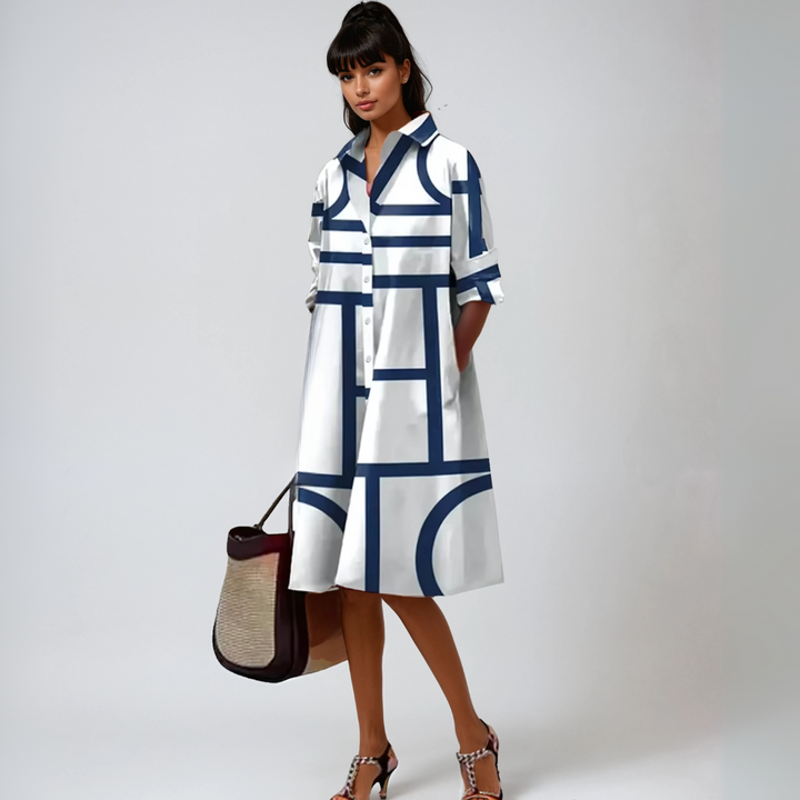 SELENE™ | ABITO MIDI CON MOTIVO GEOMETRICO