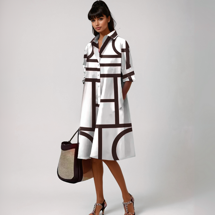 SELENE™ | ABITO MIDI CON MOTIVO GEOMETRICO