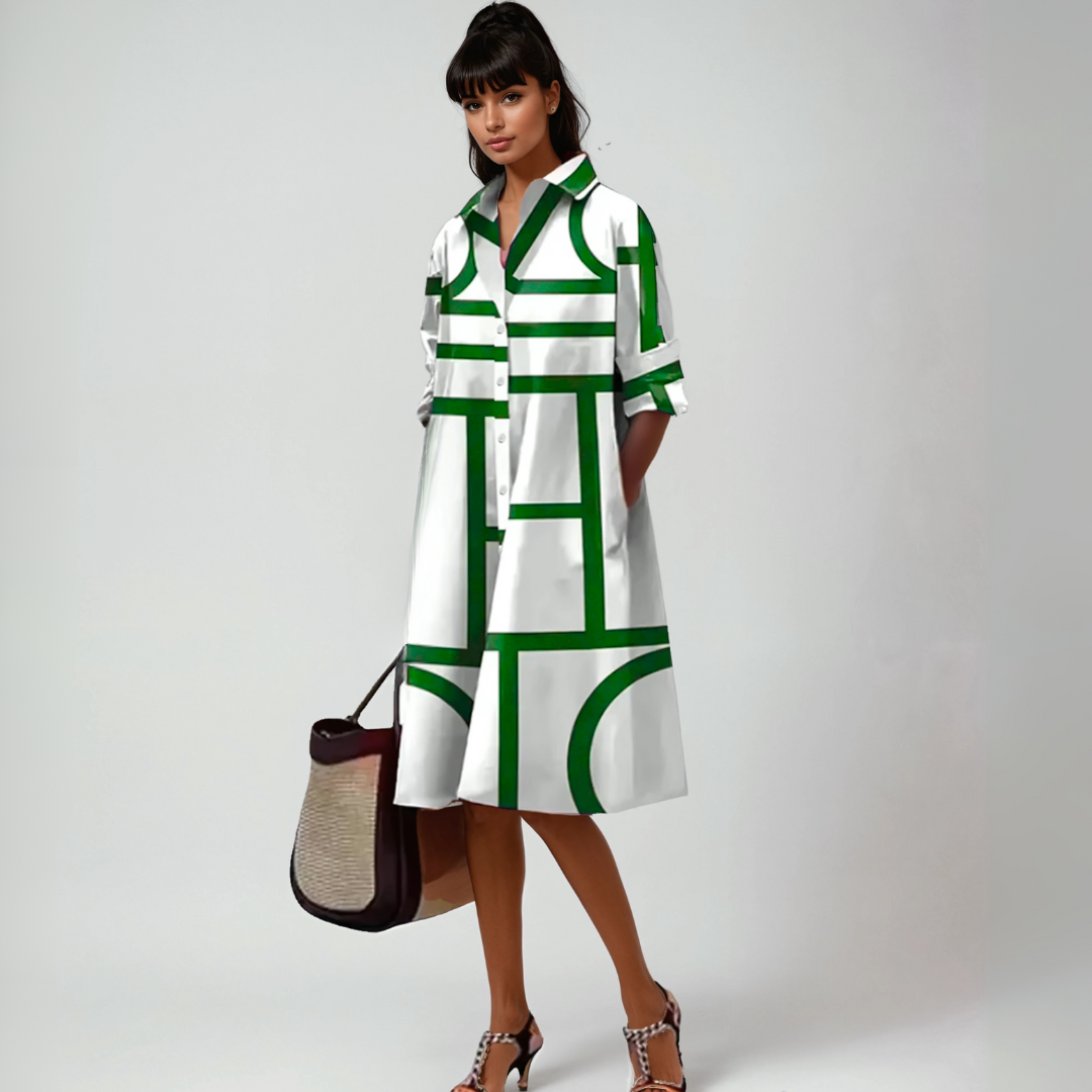 SELENE™ | ABITO MIDI CON MOTIVO GEOMETRICO